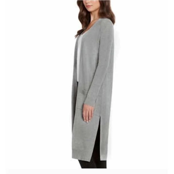 matty m soft heather gray long duster cardigan Large NWT - Picture 2 of 10